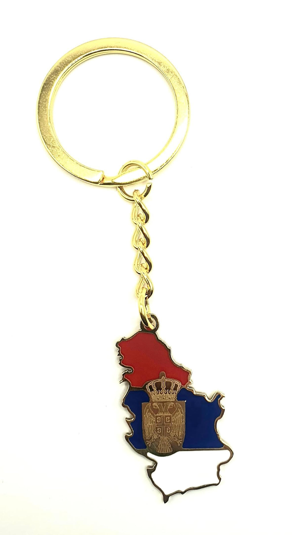 Serbia Serbian Europe Eastern Gold Key Ring Chain Country Flag Metal Enamel Keyring