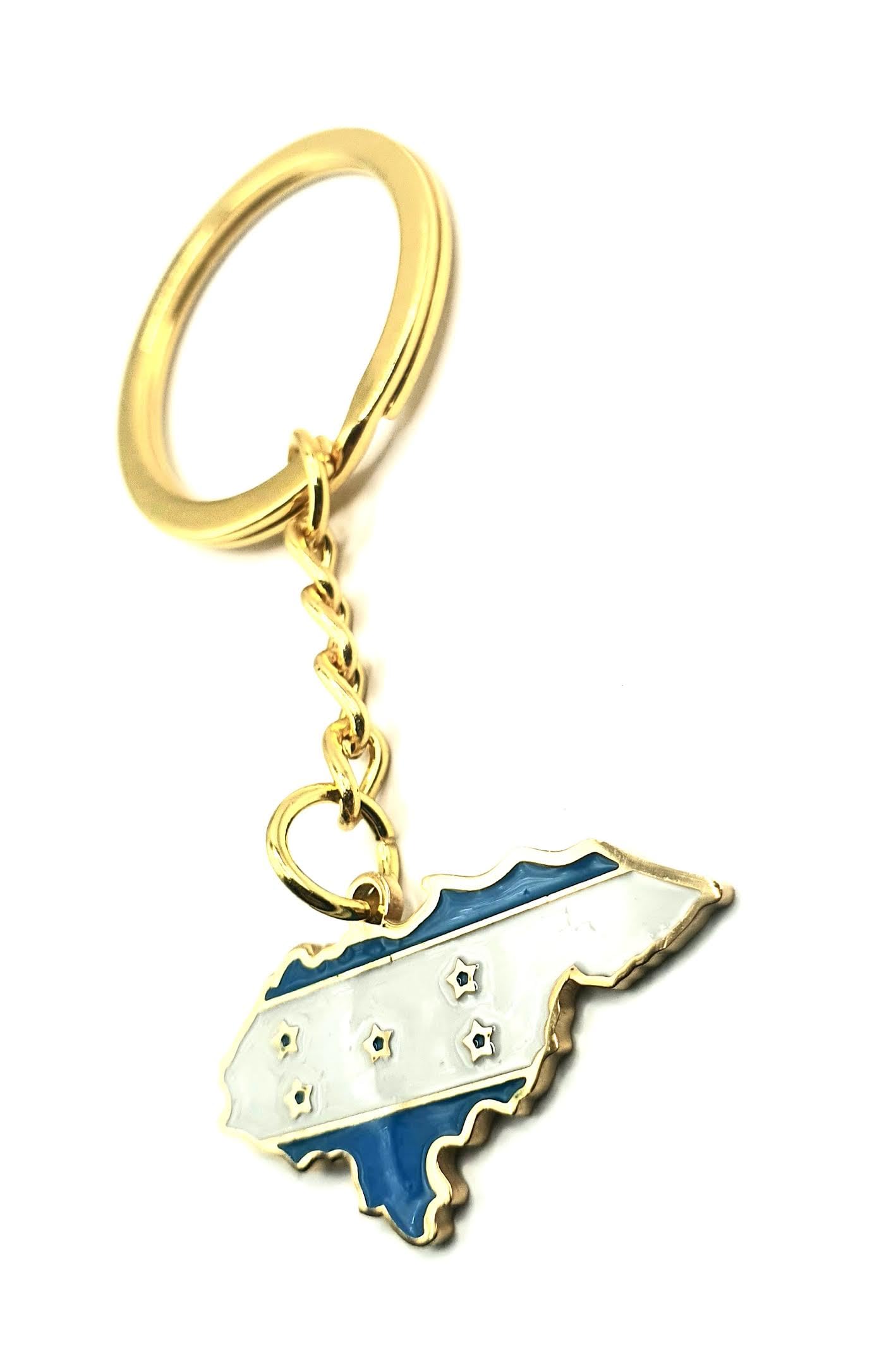 Honduras Central America Gold Key Ring Chain Country Flag Metal Enamel Keyring