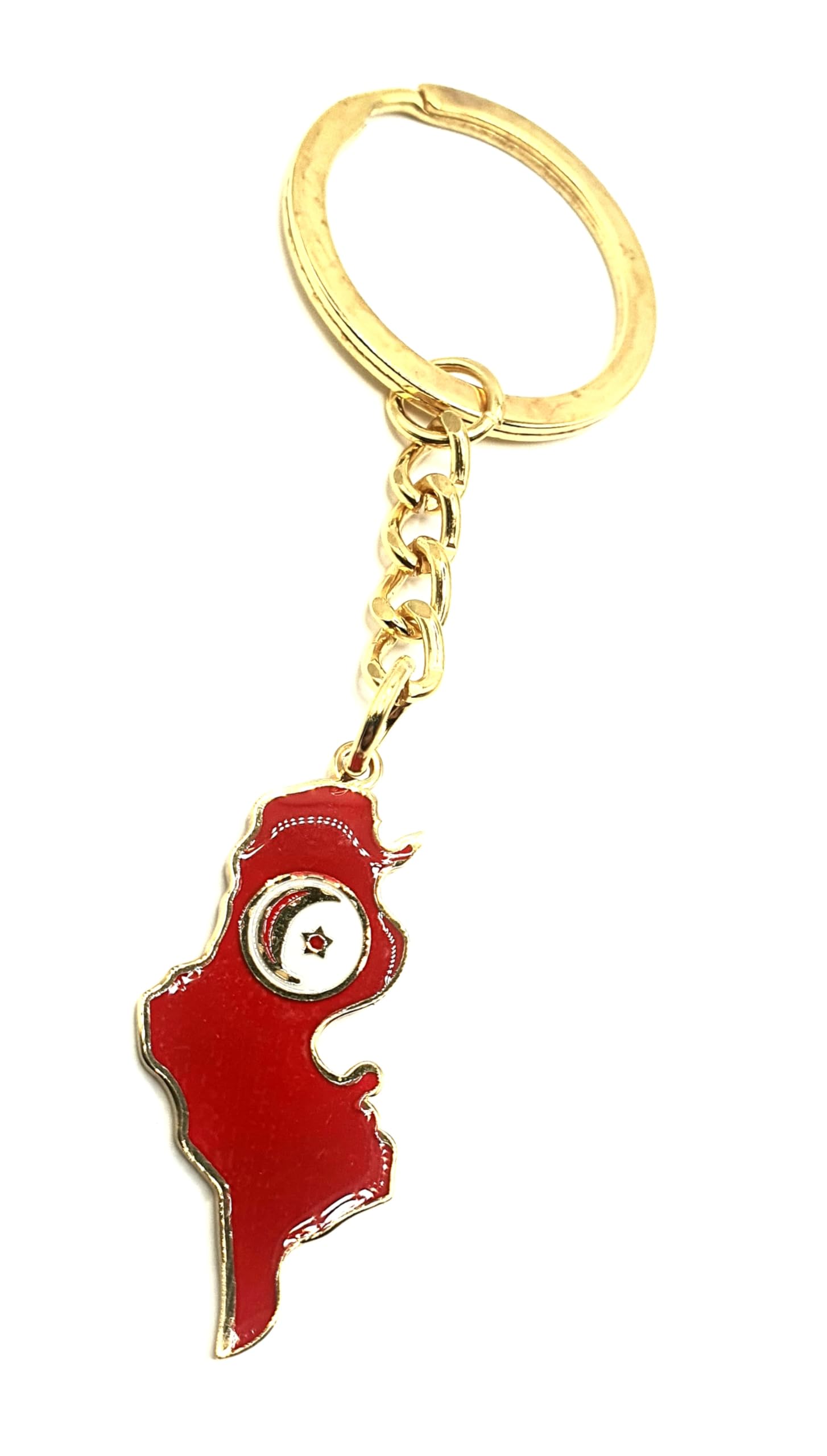 SNS Components Tunisia Tunisian Africa African Gold Country Flag Key Ring Metal Enamel Keyring