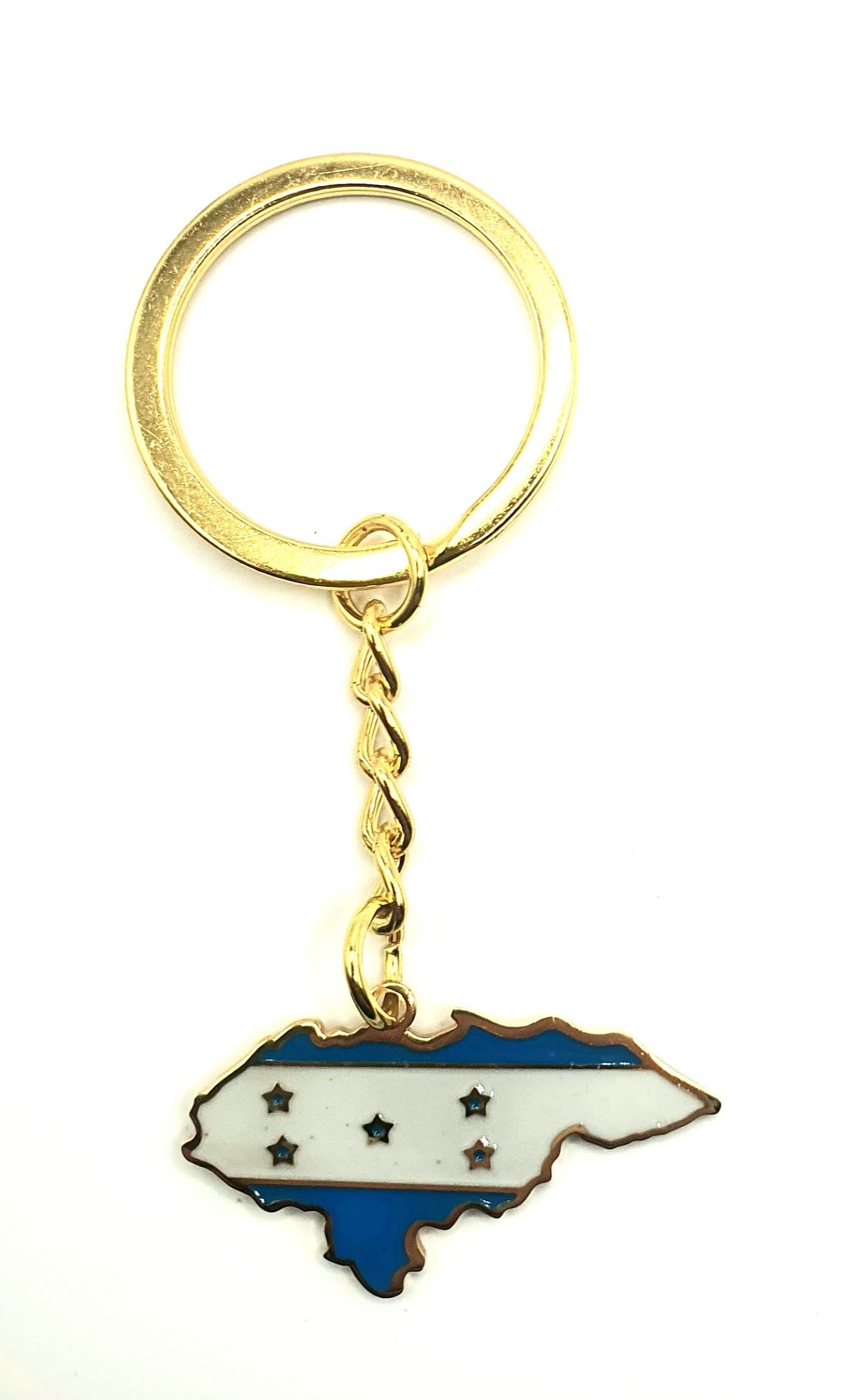 Honduras Central America Gold Key Ring Chain Country Flag Metal Enamel Keyring
