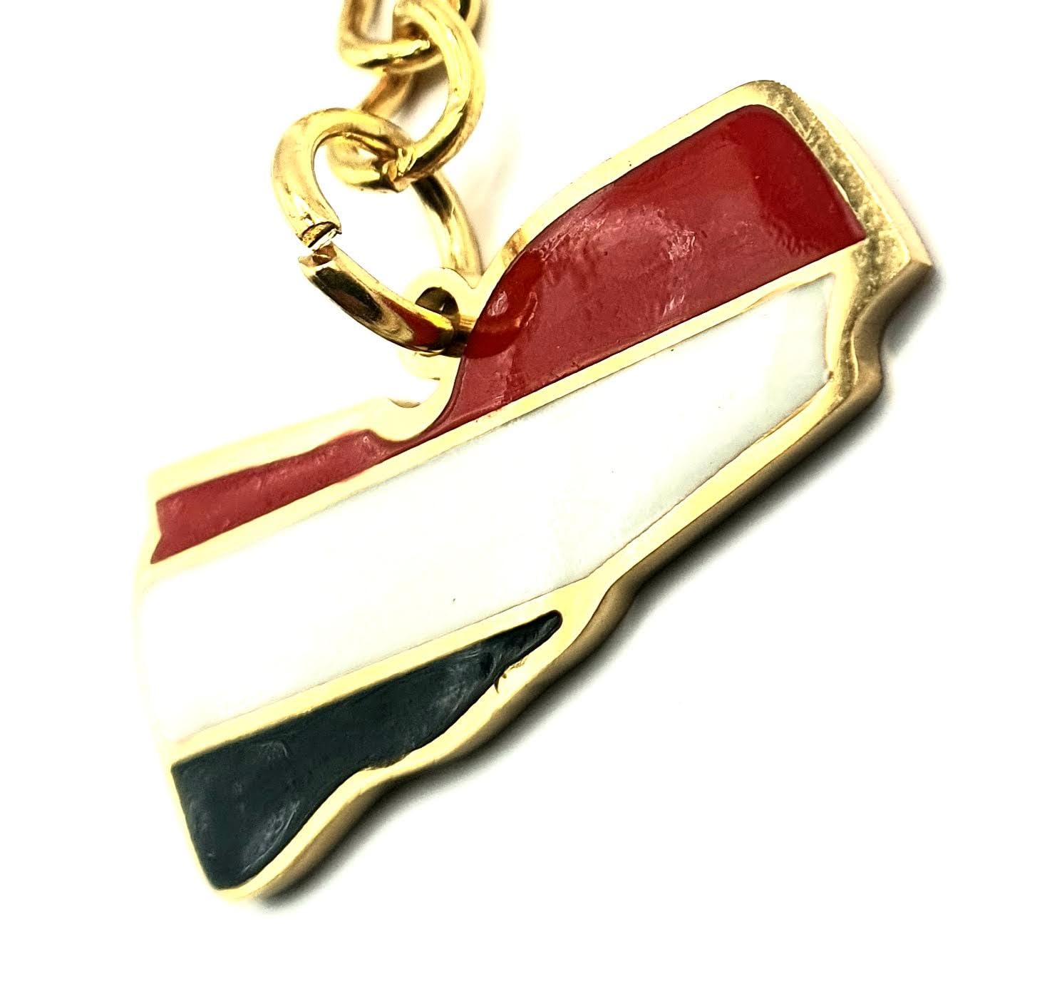 SNS Components Yemen Yemeni Middle East Arab Gold Country Map Flag Key Ring Chain Metal Enamel Keyring