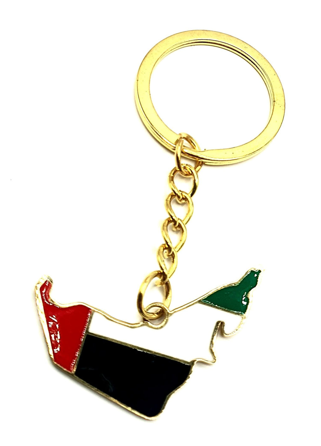 SNS Components United Arab Emirates UAE Middle East Emirati Dubai Gold Country Map Flag Key Ring Chain Metal Enamel Keyring