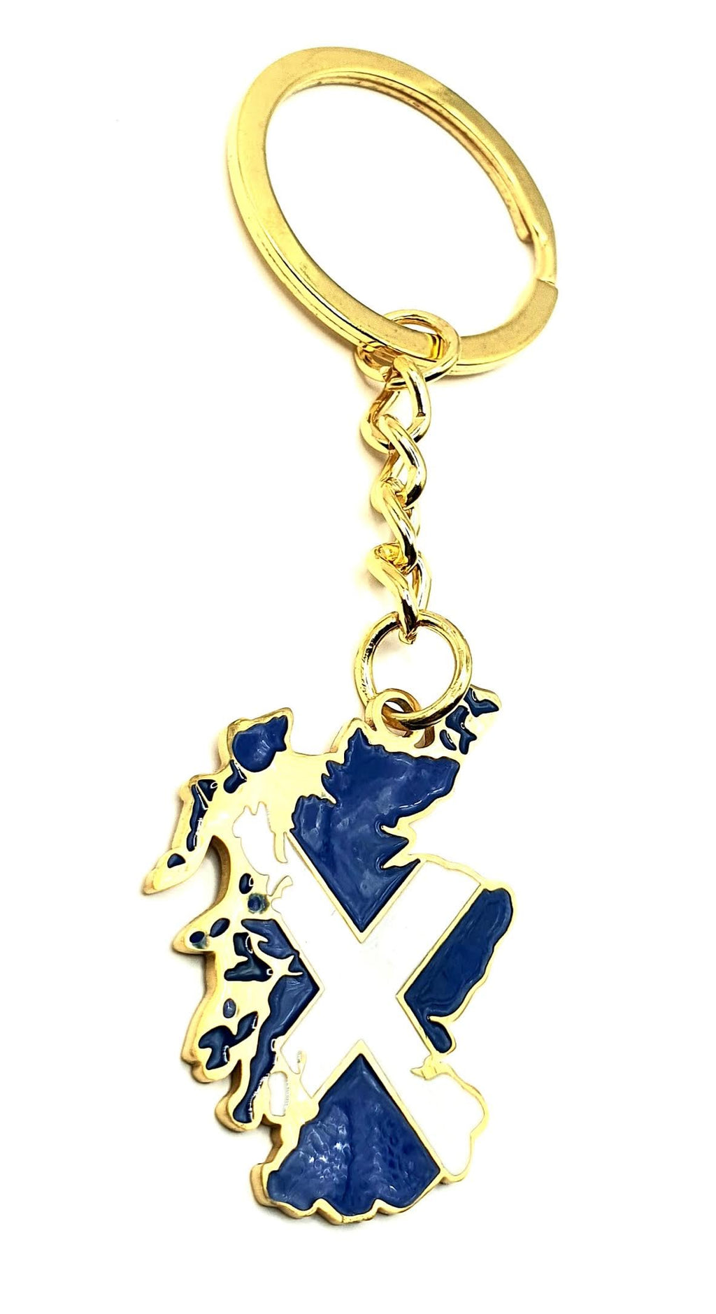 Scotland Scottish Saltire Map Outline United Kingdom Gold Country Flag Key Ring Metal Enamel Keyring