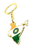 India Indian Map Outline Gold Country Flag Key Ring Chain Metal Enamel Keyring