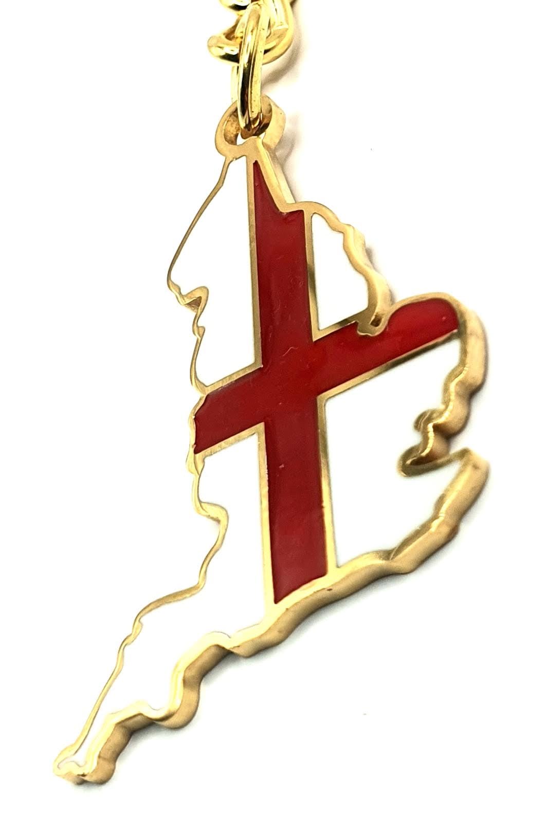 England English St Georges Red Cross United Kingdom Gold Country Flag Key Ring Metal Enamel Keyring