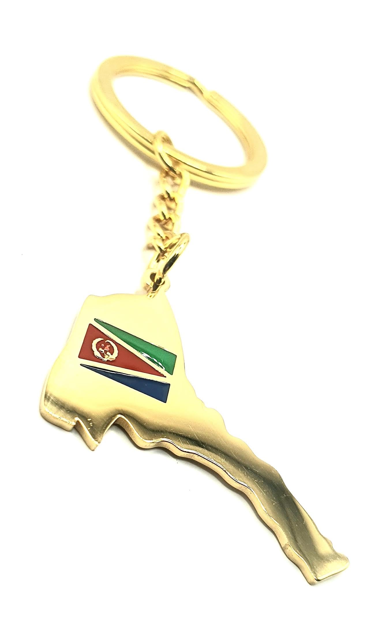 Eritrea Africa Gold Key Ring Chain Country Flag Metal Enamel Keyring