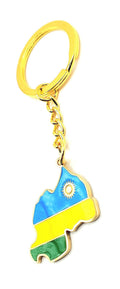 SNS Components Rwanda Rwandan Africa African Gold Key Ring Chain Country Flag Metal Enamel Keyring