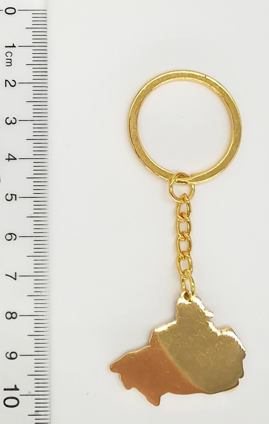Canada Canadian Map Outline Gold Country Flag Key Ring Chain Metal Enamel Keyring