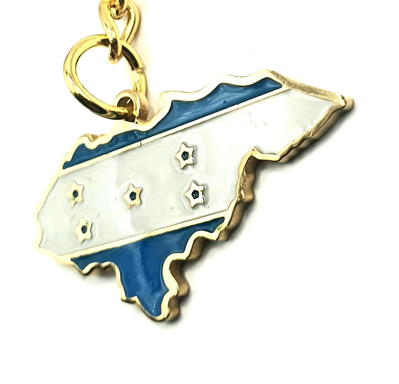Honduras Central America Gold Key Ring Chain Country Flag Metal Enamel Keyring