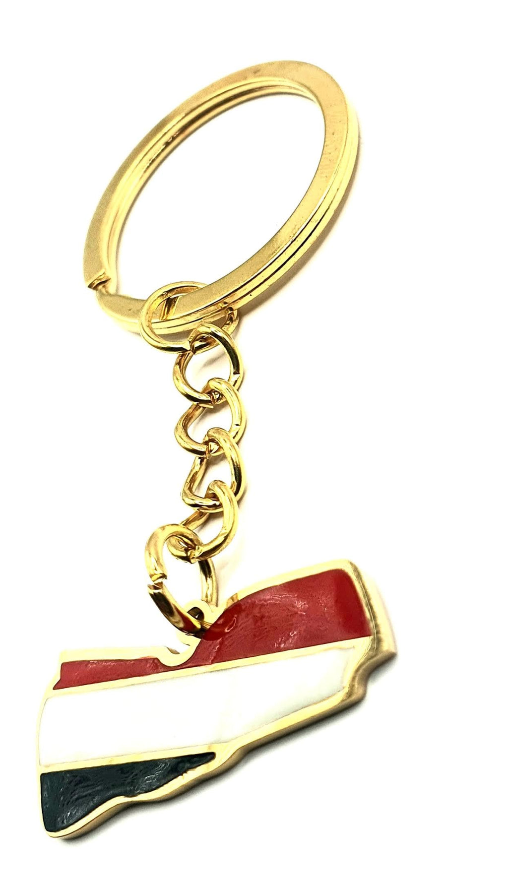 SNS Components Yemen Yemeni Middle East Arab Gold Country Map Flag Key Ring Chain Metal Enamel Keyring