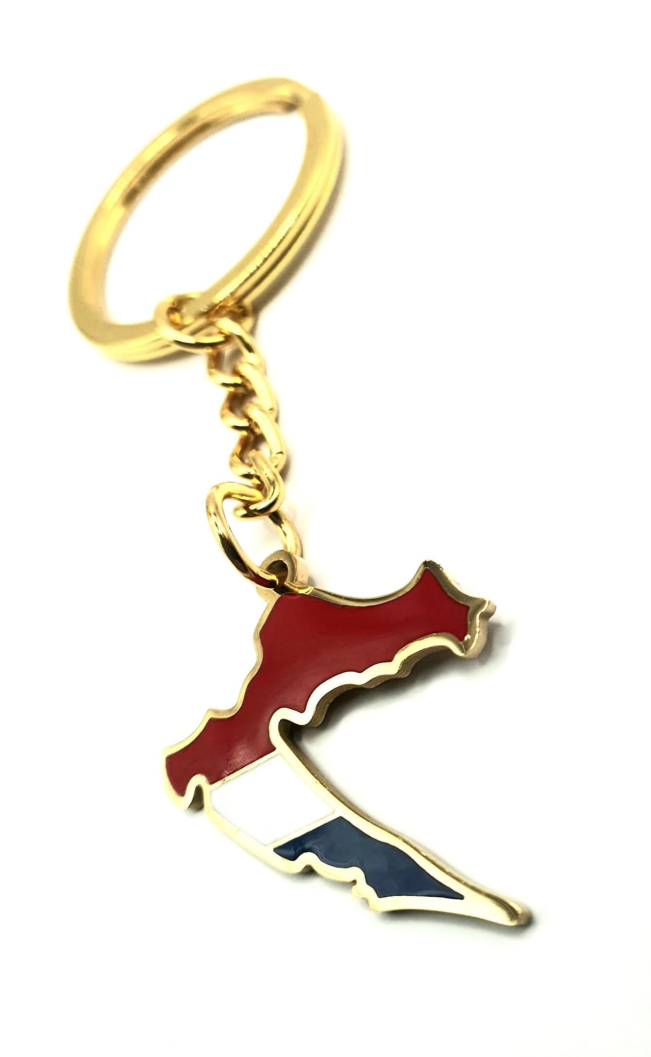 Croatia Croatian Europe EU Balkan European Gold Key Ring Chain Country Flag Metal Enamel Keyring