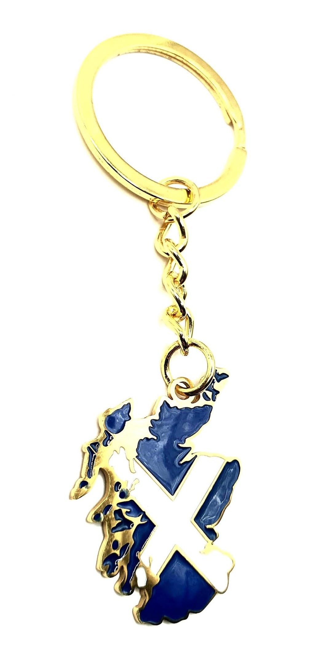Scotland Scottish Saltire Map Outline United Kingdom Gold Country Flag Key Ring Metal Enamel Keyring