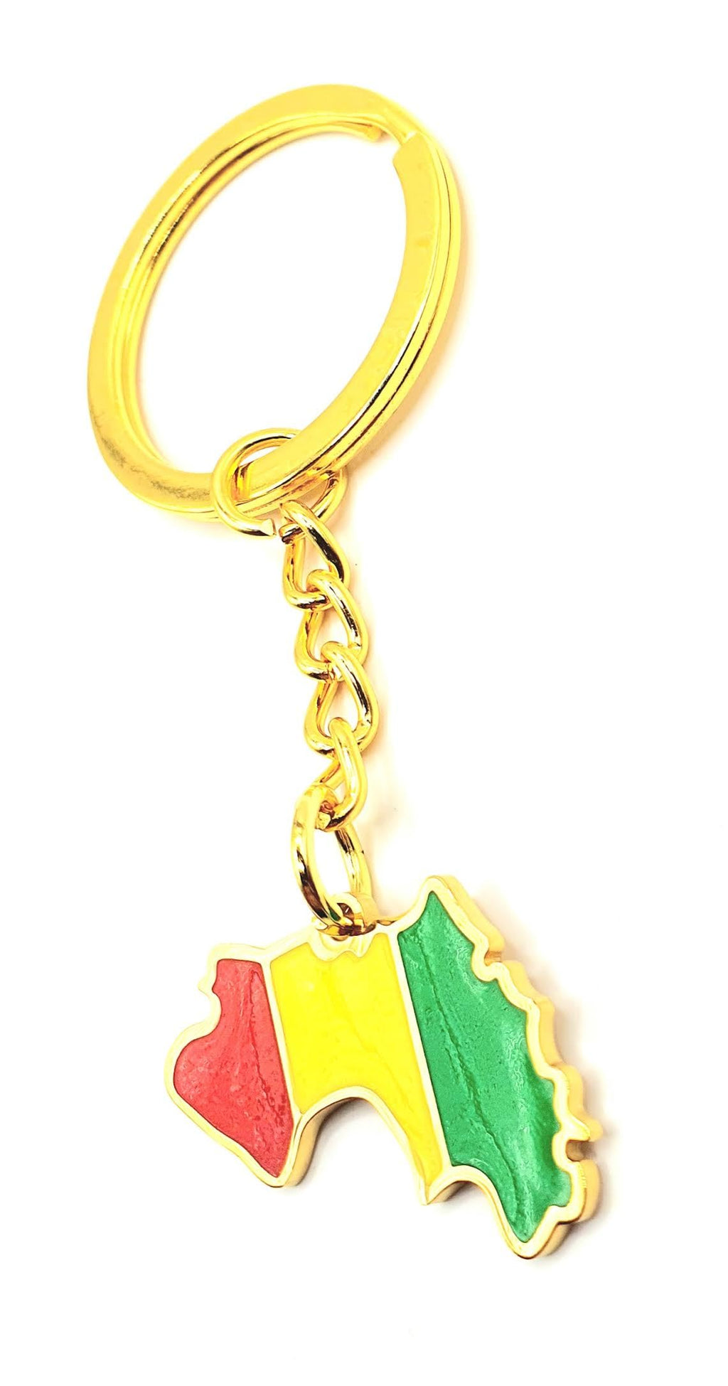 Guinea West Africa Gold Key Ring Chain Country Flag Metal Enamel Keyring