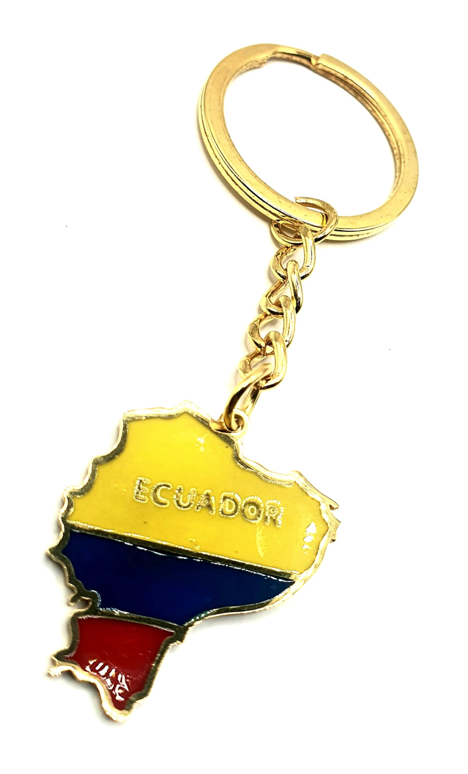 Ecuador Ecuadorian South America American Gold Country Flag Key Ring Metal Enamel Keyring