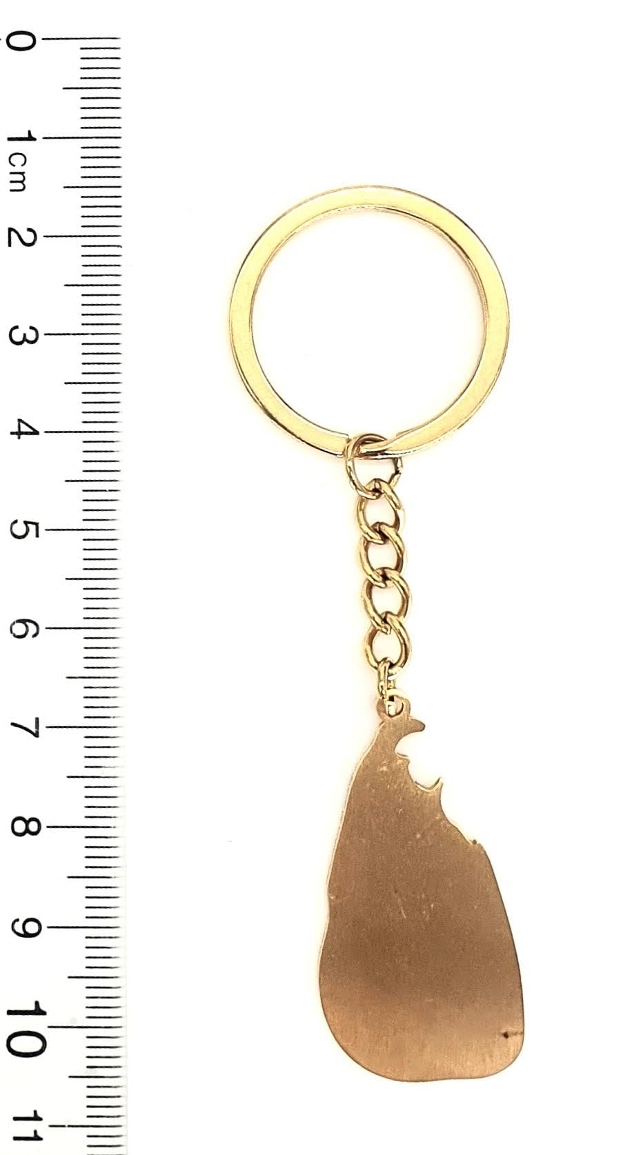Sri Lanka Map Outline Gold Country Flag Key Ring Chain Metal Enamel Keyring