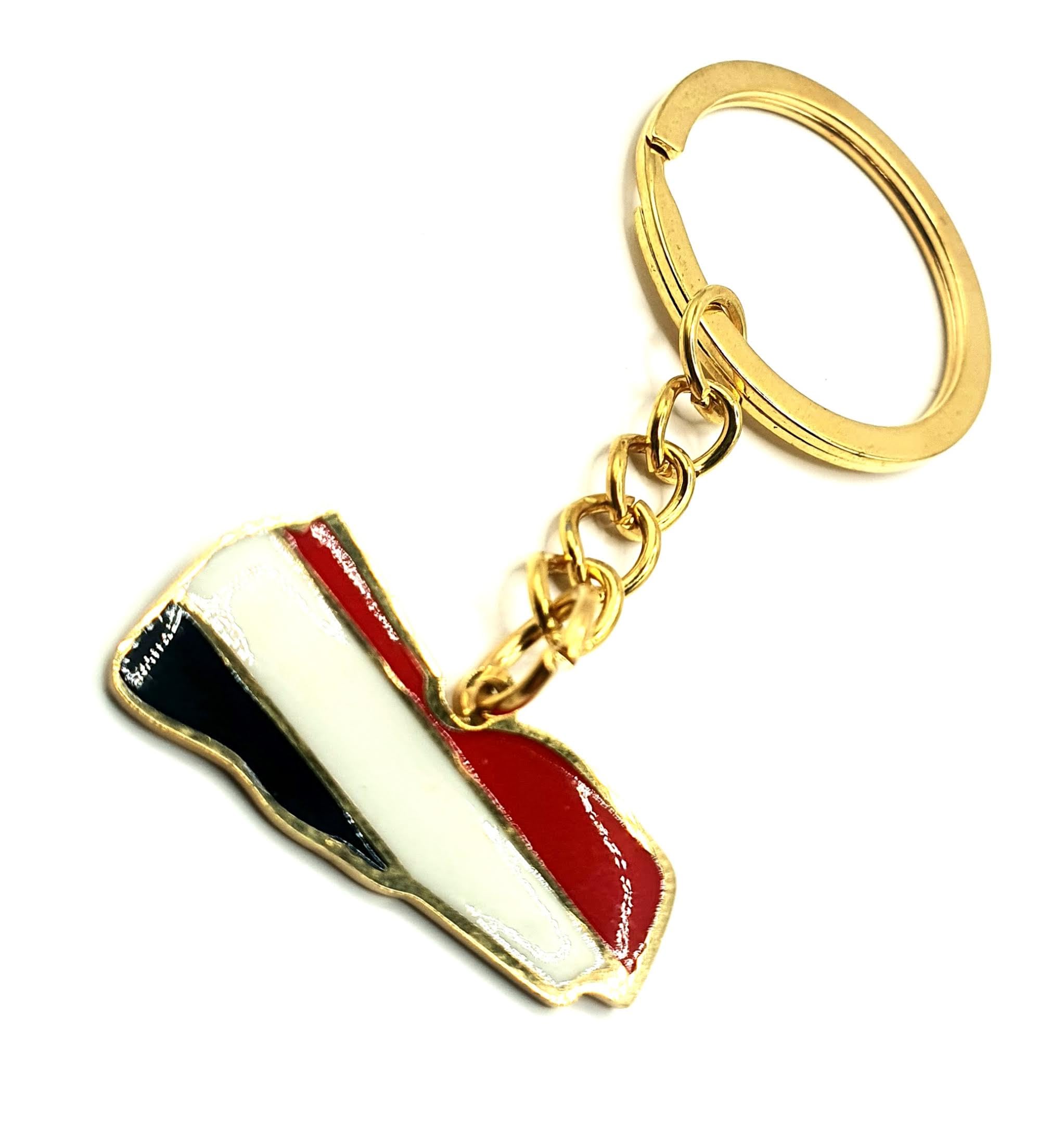 SNS Components Yemen Yemeni Middle East Arab Gold Country Map Flag Key Ring Chain Metal Enamel Keyring