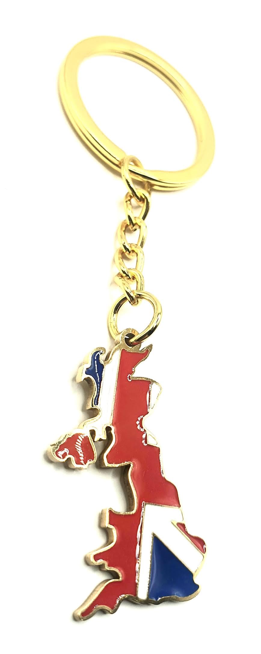 SNS Components Union Jack United Kingdom Great Britain and Northern Ireland Gold Key Ring Chain Country Flag Metal Enamel Keyring