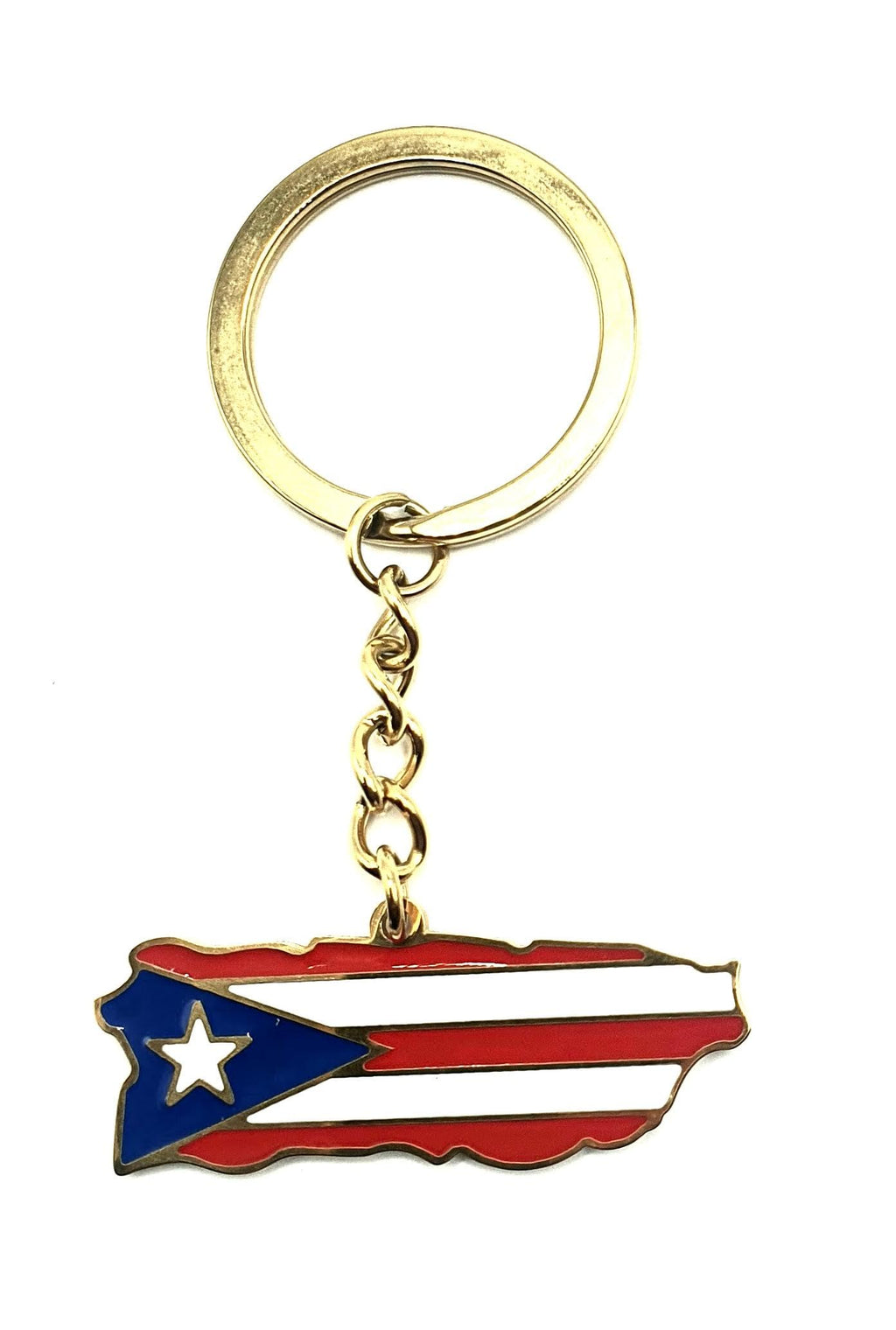 Puerto Rico Rican Caribbean Gold Country Flag Key Ring Metal Enamel Keyring