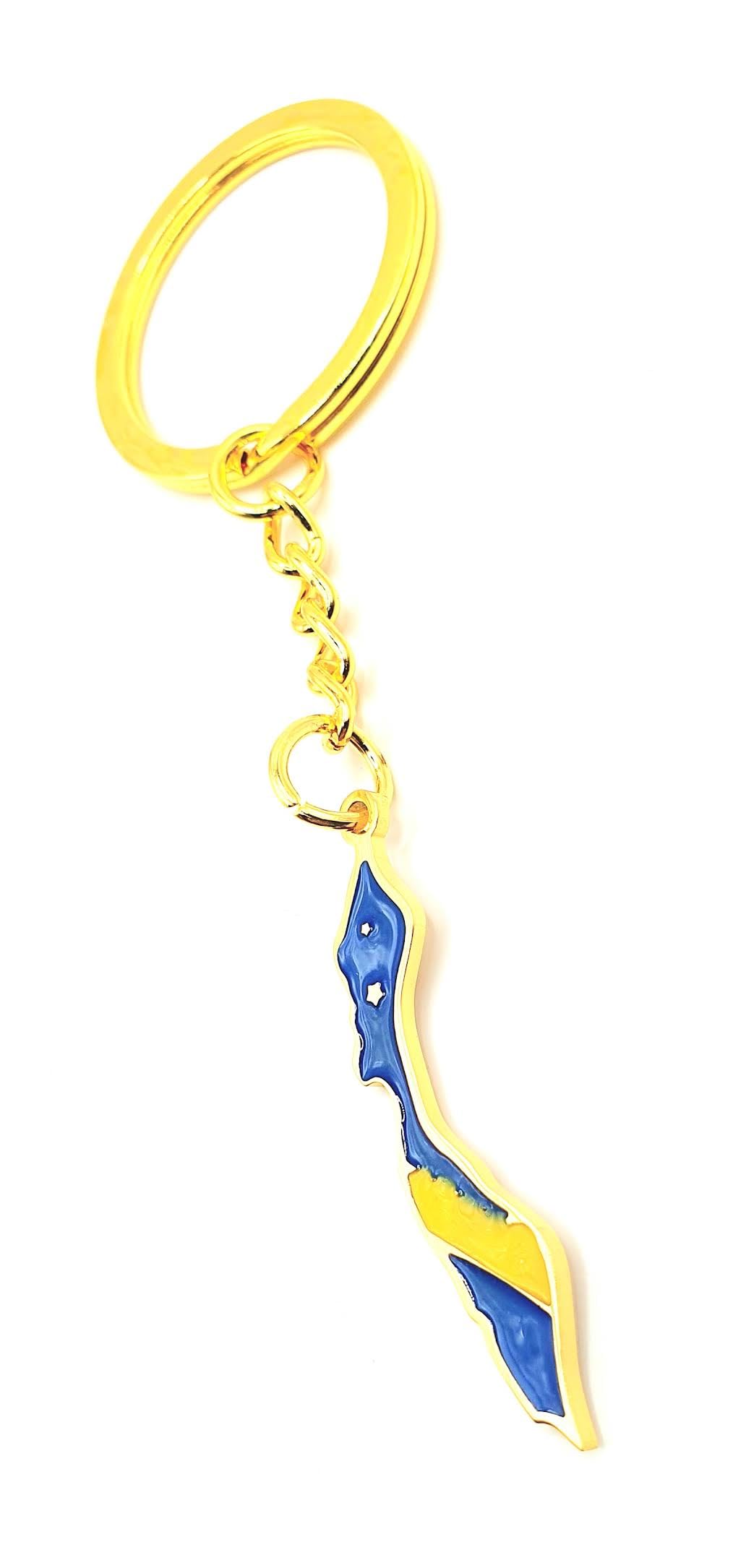 Curacao Caribbean Gold Key Ring Chain Country Flag Metal Enamel Keyring