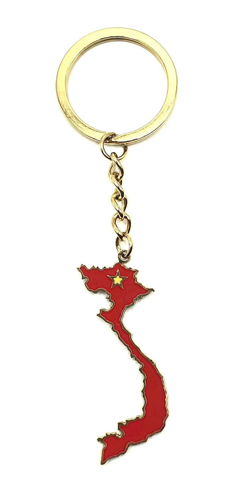 SNS Components Vietnam Vietnamese South East Asia Asian Gold Key Ring Chain Country Flag Metal Enamel Keyring