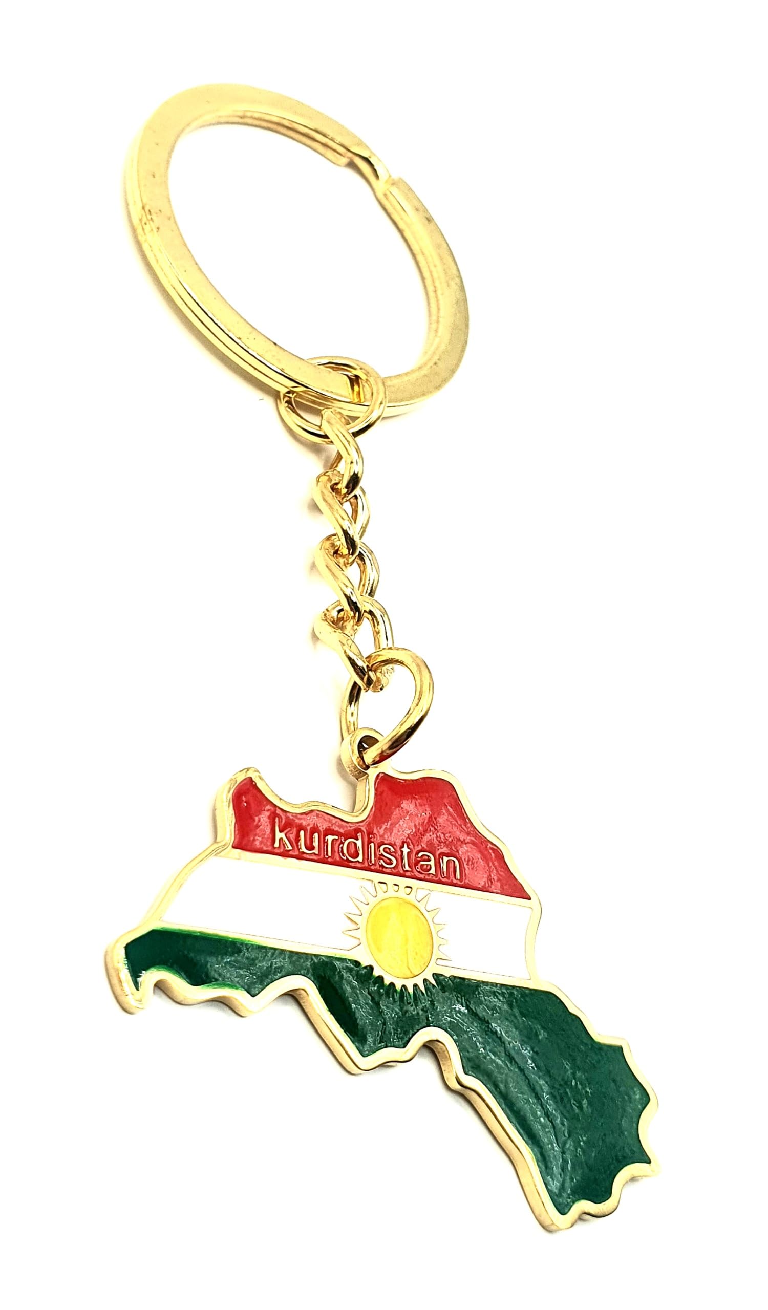 Kurdistan Kurds West Asia Middle East Gold Country Map Flag Key Ring Chain Metal Enamel Keyring