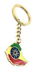 SNS Components Ethiopia Ethiopian Africa African Gold Country Flag Key Ring Chain Metal Enamel Keyring