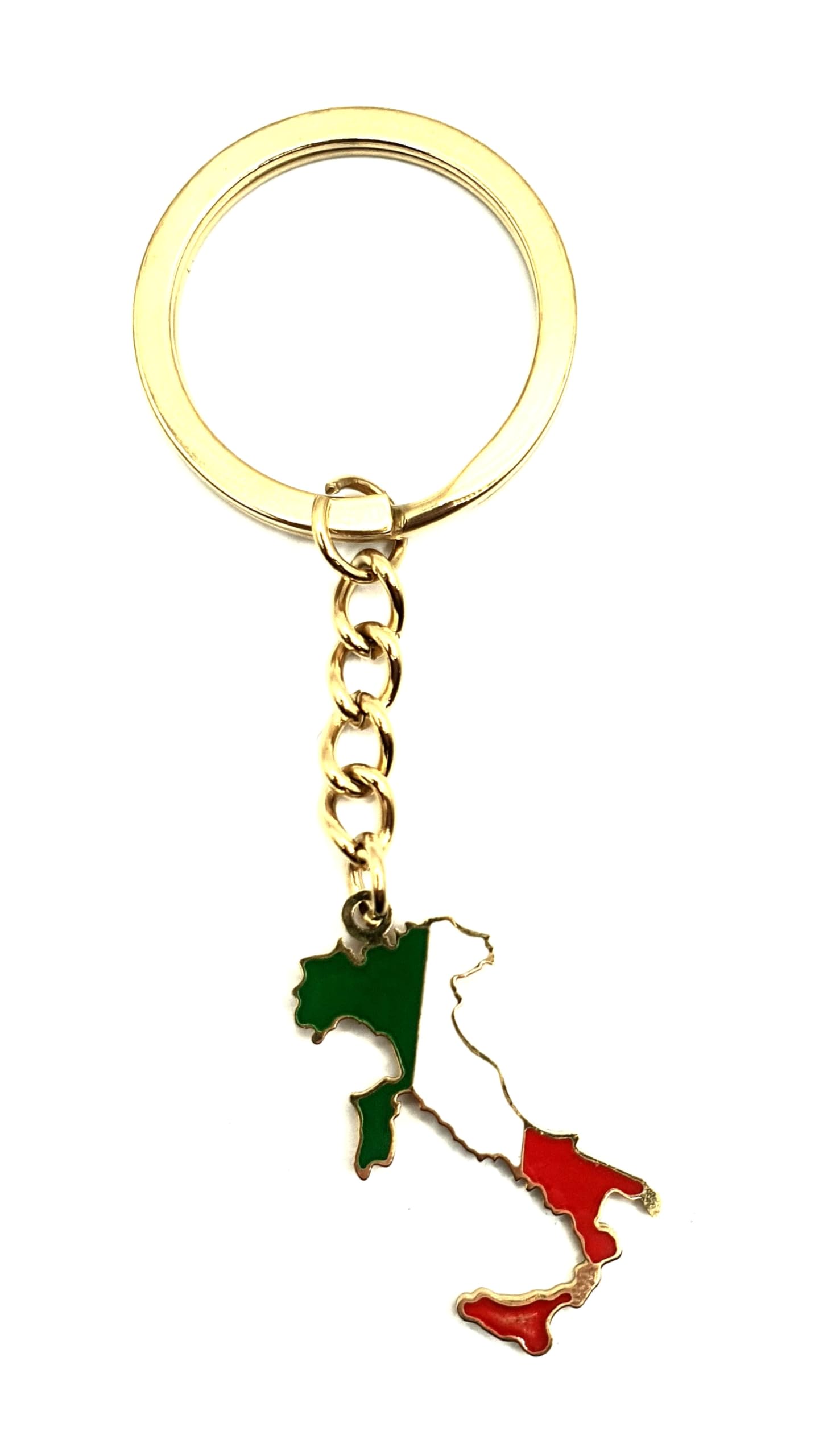 Italy Italian EU Europe Mediterranean Gold Country Flag Key Ring Metal Enamel Keyring
