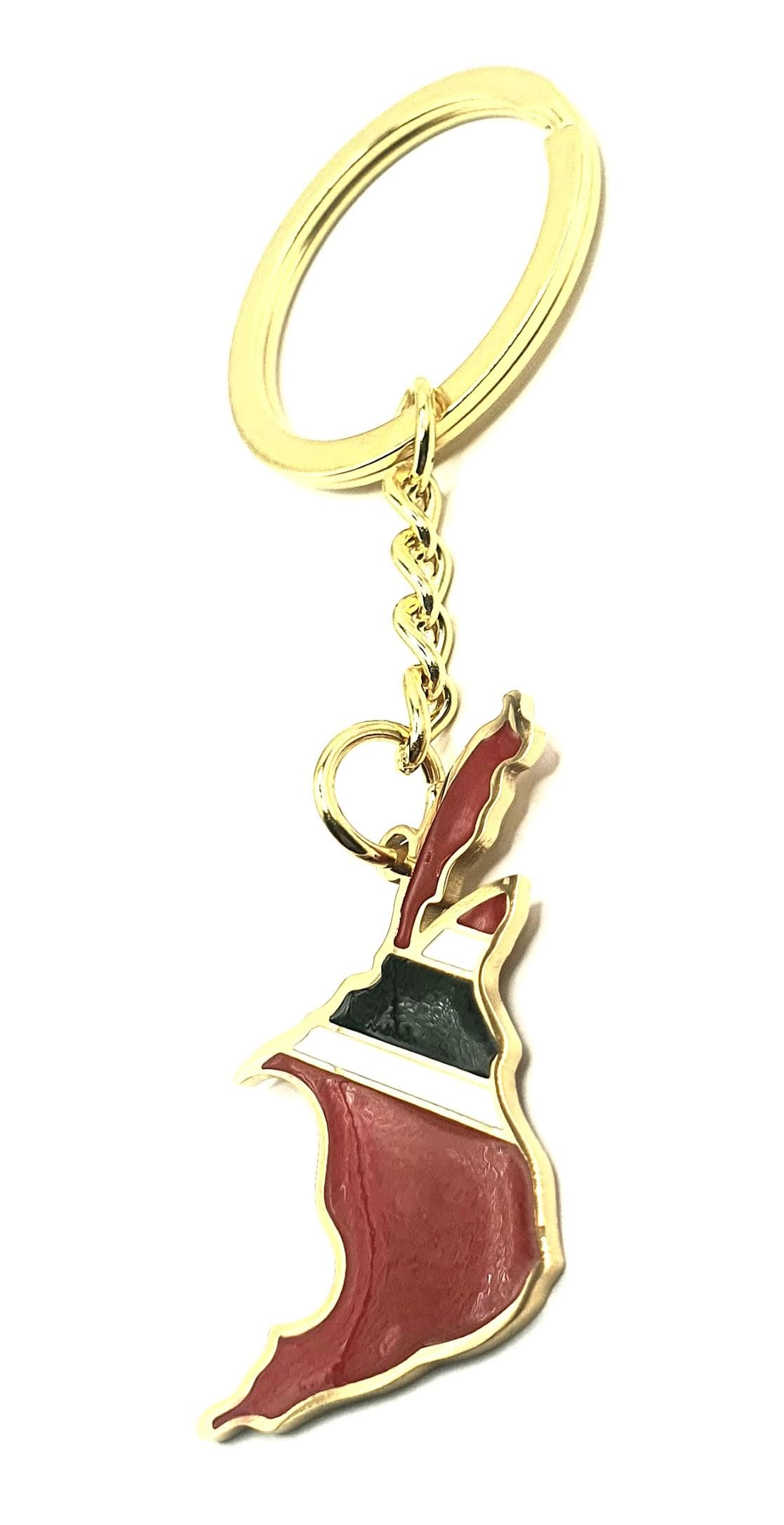 SNS Components Trinidad and Tobago Caribbean Gold Key Ring Chain Country Flag Metal Enamel Keyring