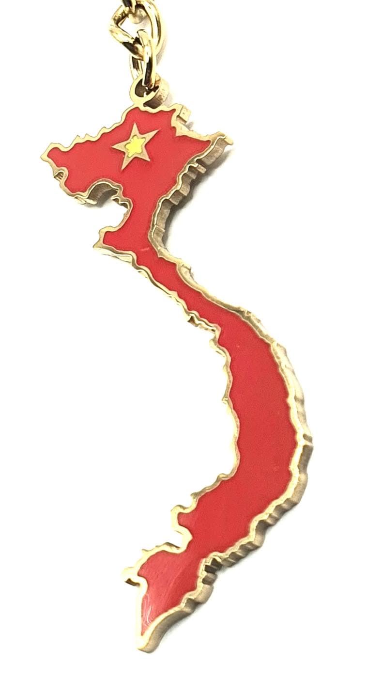 SNS Components Vietnam Vietnamese South East Asia Asian Gold Key Ring Chain Country Flag Metal Enamel Keyring
