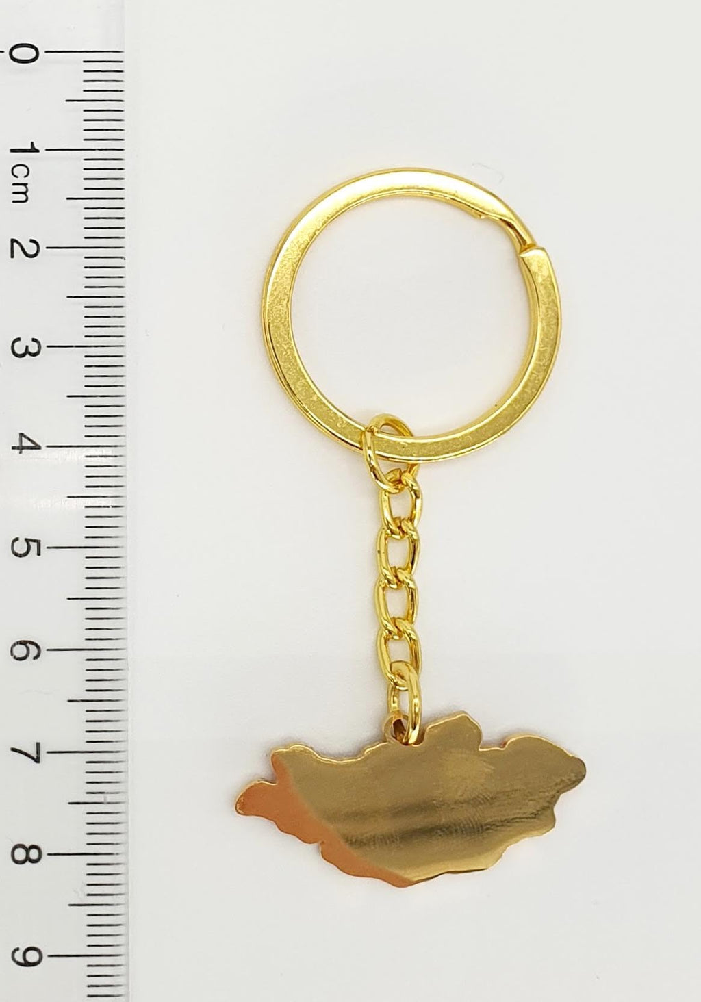 Mongolia Map Outline Gold Country Flag Key Ring Chain Metal Enamel Keyring