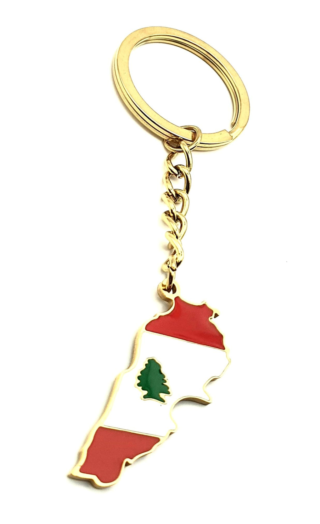 Lebanon Lebanese Middle East Eastern Gold Country Flag Key Ring Chain Metal Enamel Keyring