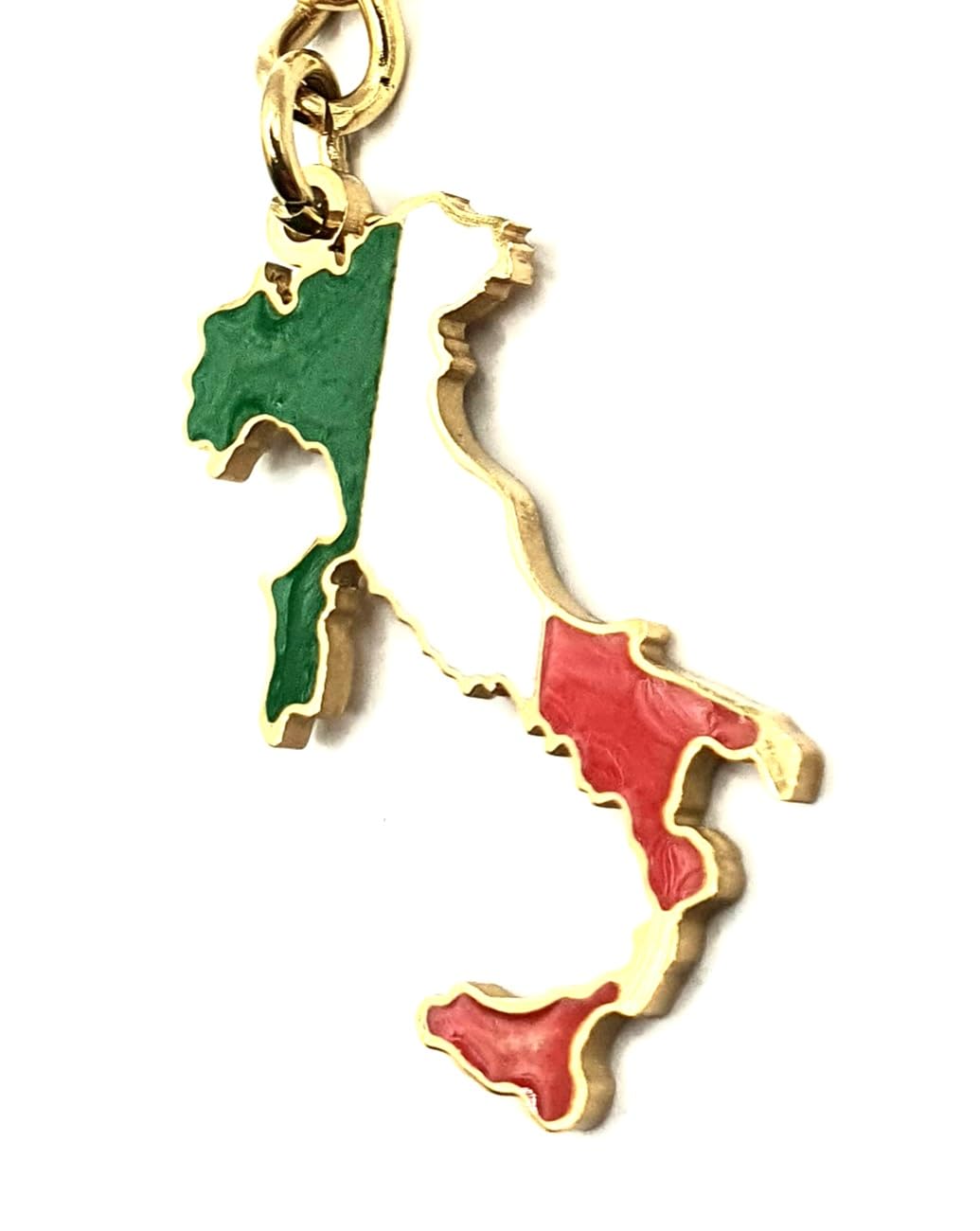 Italy Italian EU Europe Mediterranean Gold Country Flag Key Ring Metal Enamel Keyring