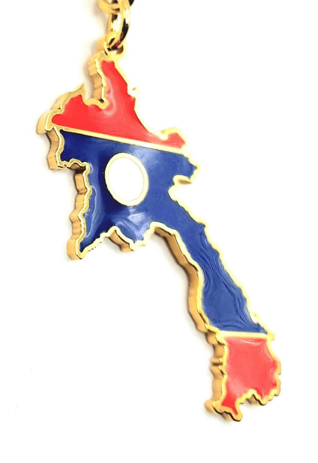 SNS Components Lao Laos South East Asia Asian Gold Key Ring Chain Country Flag Metal Enamel Keyring
