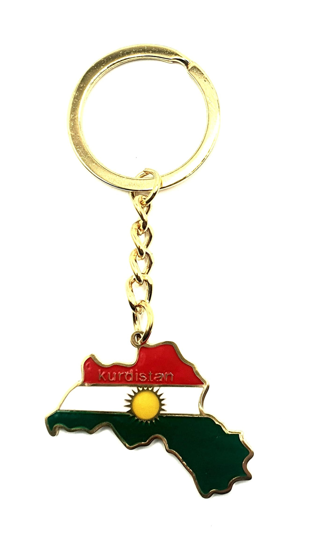 Kurdistan Kurds West Asia Middle East Gold Country Map Flag Key Ring Chain Metal Enamel Keyring