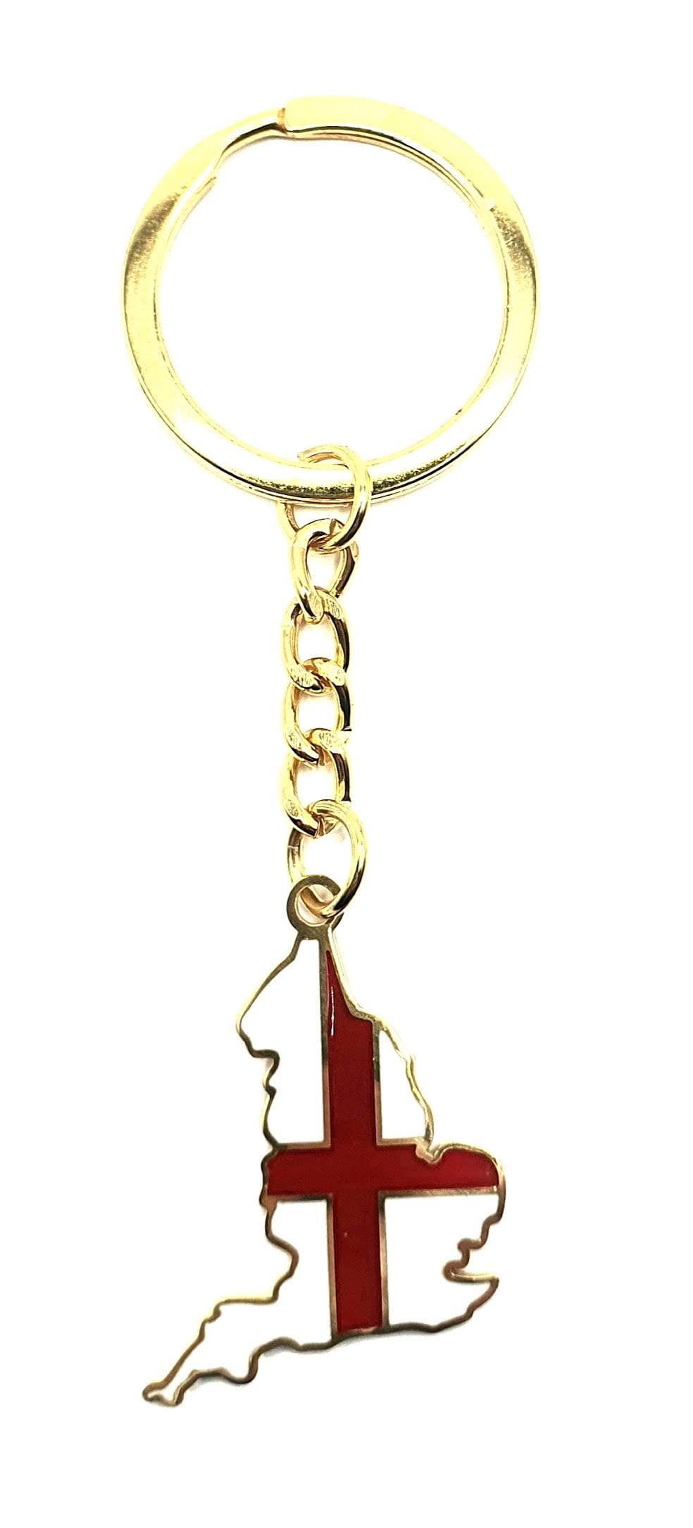 England English St Georges Red Cross United Kingdom Gold Country Flag Key Ring Metal Enamel Keyring