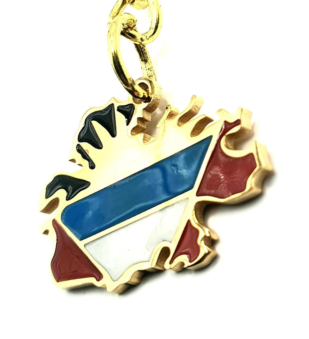 Antigua and Barbuda Caribbean Gold Country Map Flag Key Ring Chain Metal Enamel Keyring