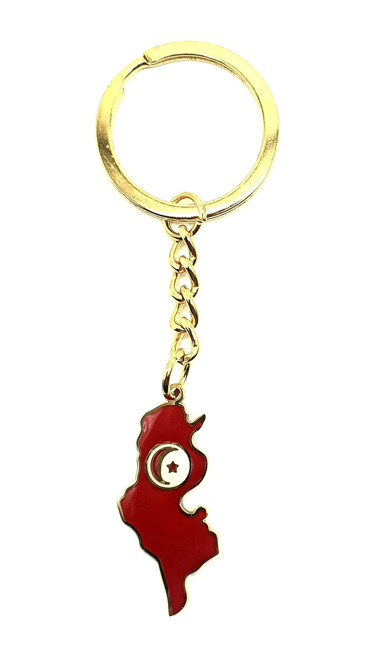 SNS Components Tunisia Tunisian Africa African Gold Country Flag Key Ring Metal Enamel Keyring