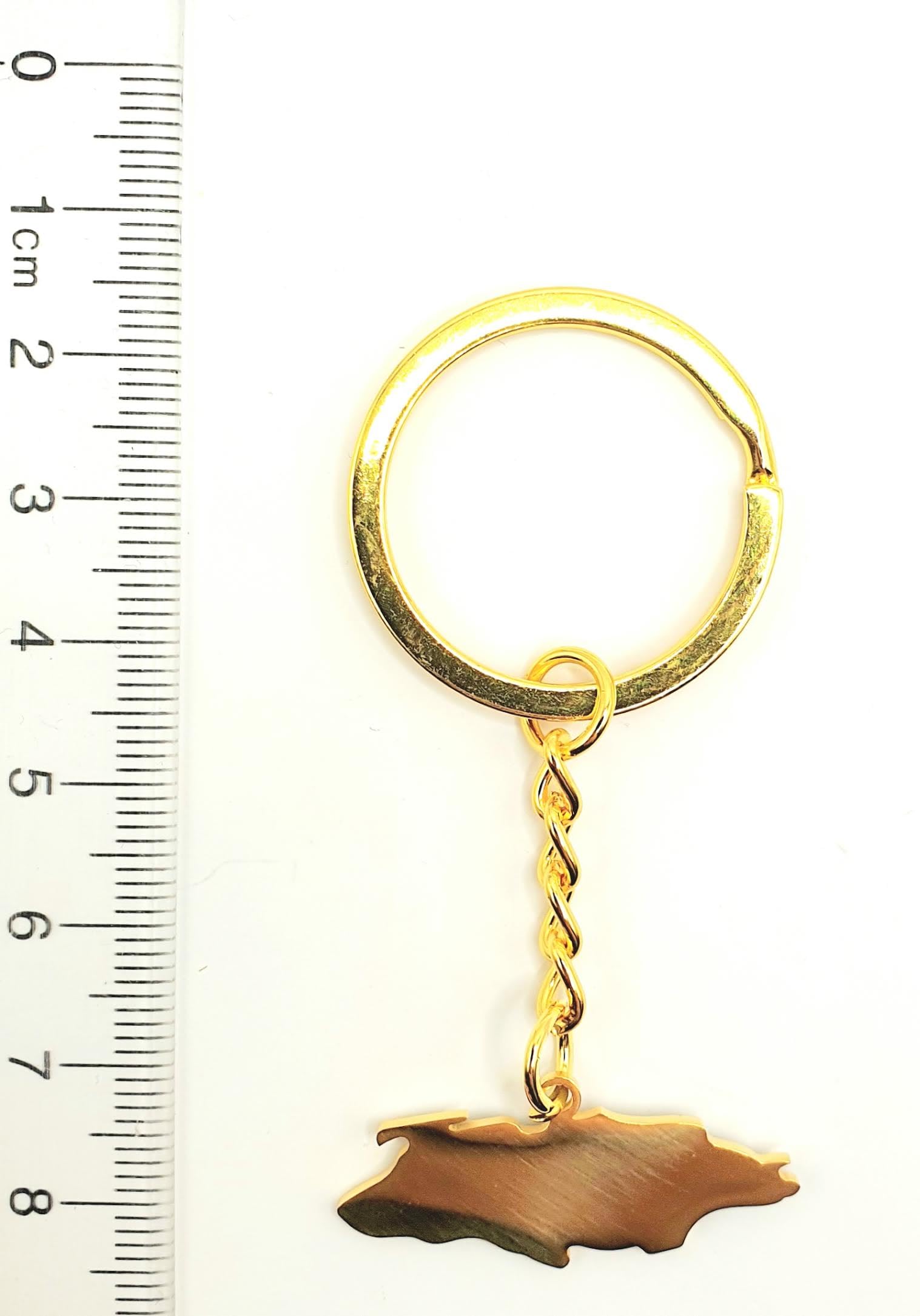Bahamas Caribbean Gold Key Ring Chain Country Flag Metal Enamel Keyring