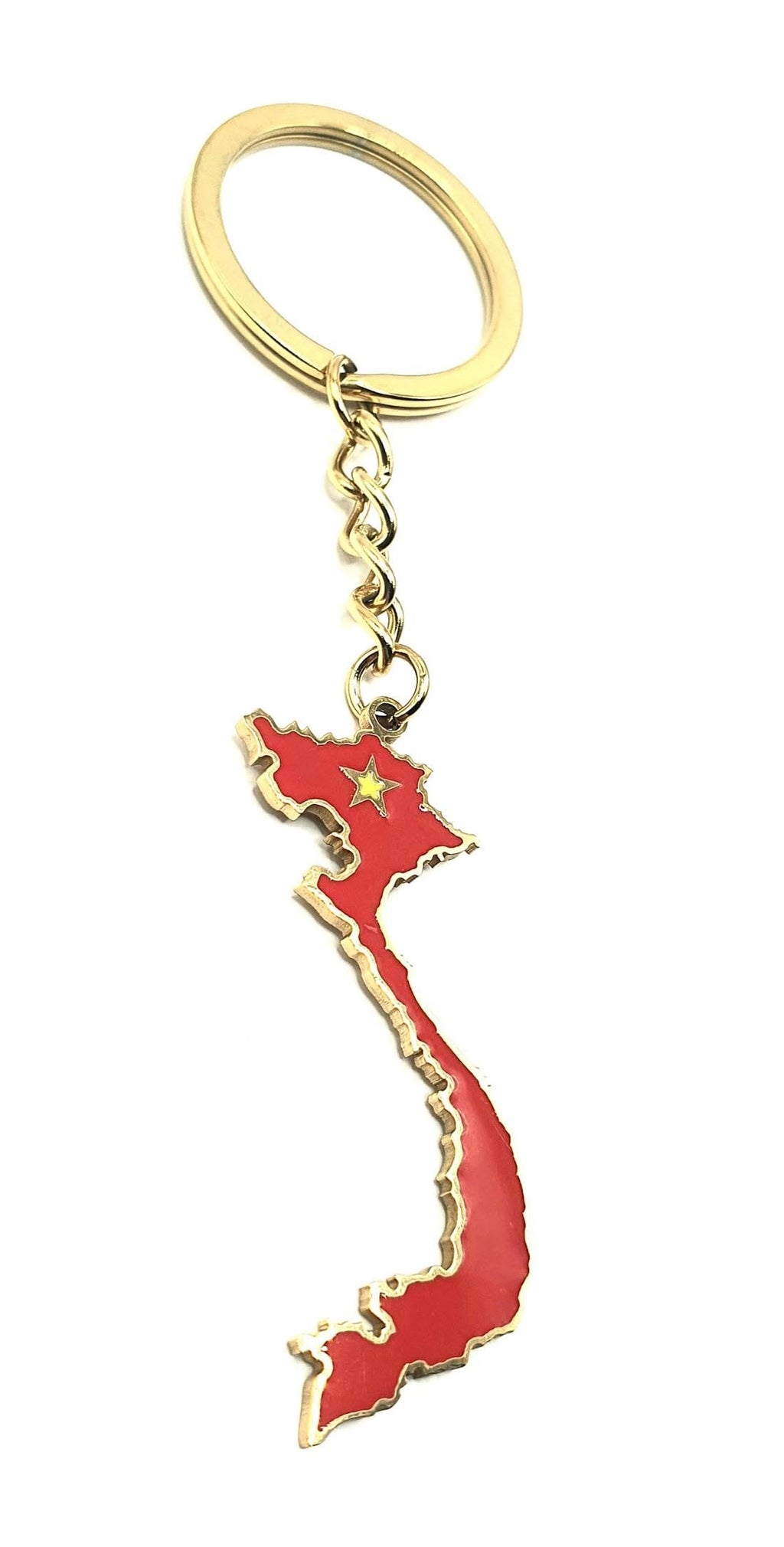 SNS Components Vietnam Vietnamese South East Asia Asian Gold Key Ring Chain Country Flag Metal Enamel Keyring