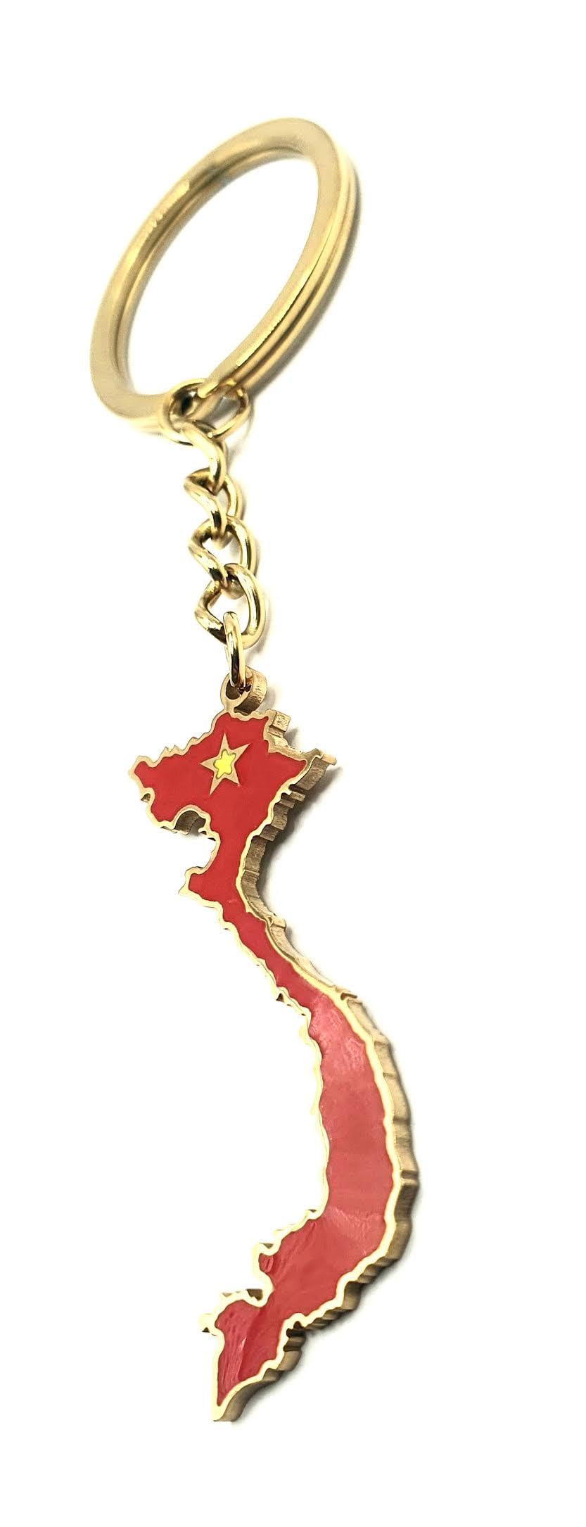 SNS Components Vietnam Vietnamese South East Asia Asian Gold Key Ring Chain Country Flag Metal Enamel Keyring