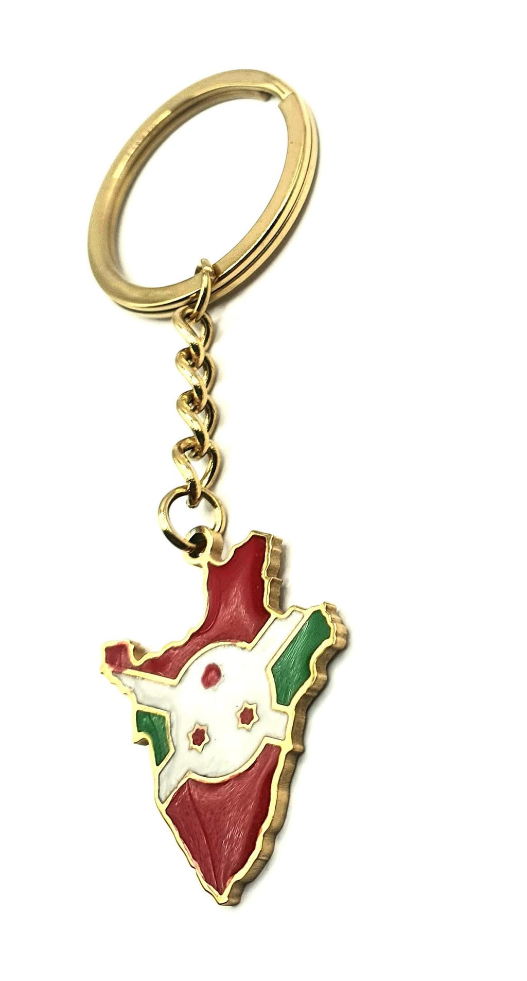 Burundi East Africa Gold Key Ring Chain Country Flag Metal Enamel Keyring
