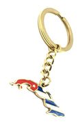 Cuba Cuban Caribbean Gold Country Flag Key Ring Metal Enamel Keyring