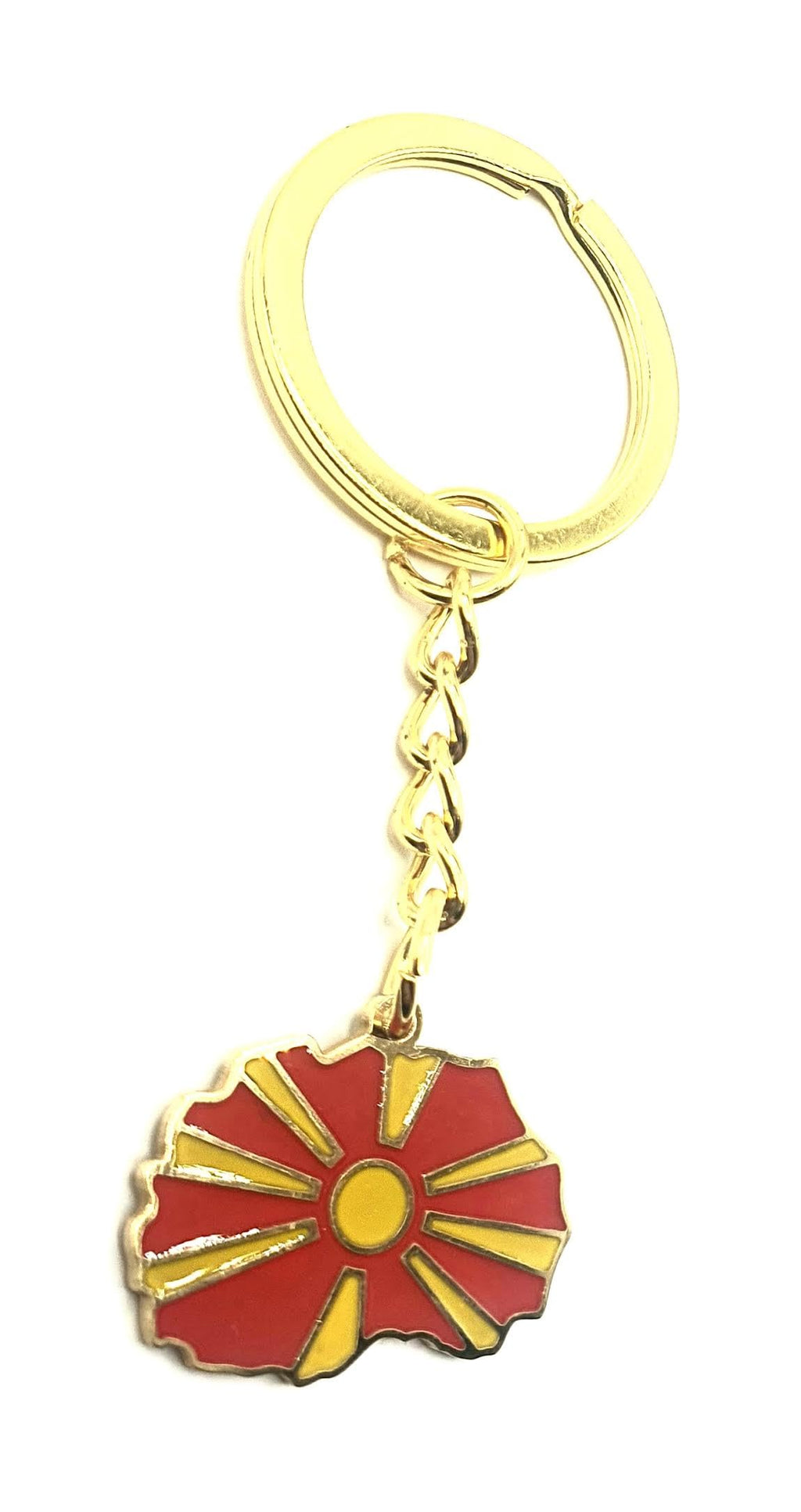 SNS Components North Macedonia Balkan Gold Key Ring Chain Country Flag Metal Enamel Keyring