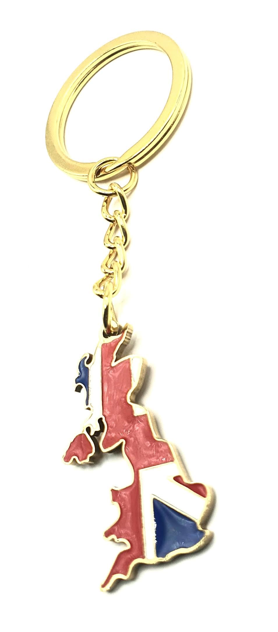 SNS Components Union Jack United Kingdom Great Britain and Northern Ireland Gold Key Ring Chain Country Flag Metal Enamel Keyring