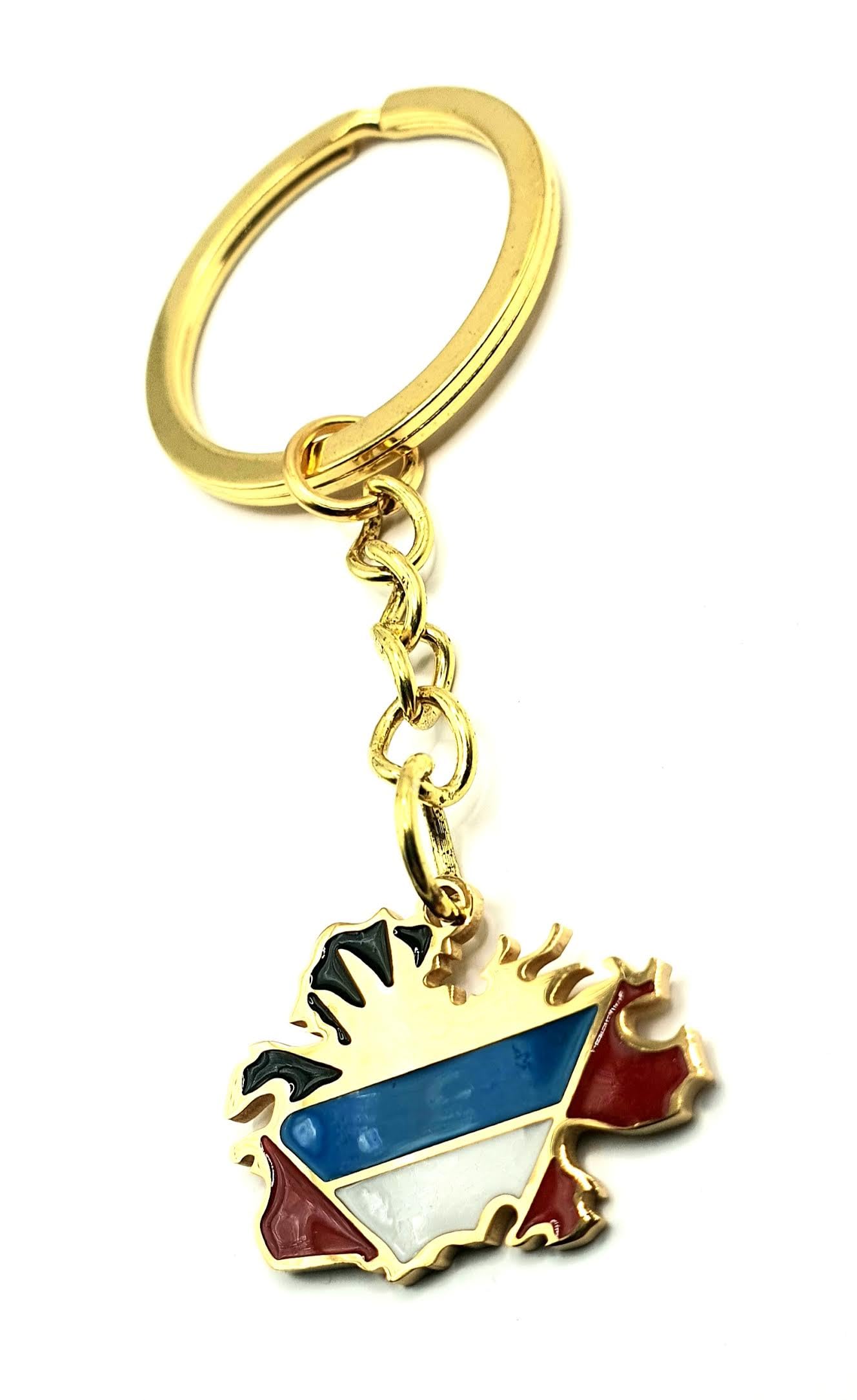 Antigua and Barbuda Caribbean Gold Country Map Flag Key Ring Chain Metal Enamel Keyring