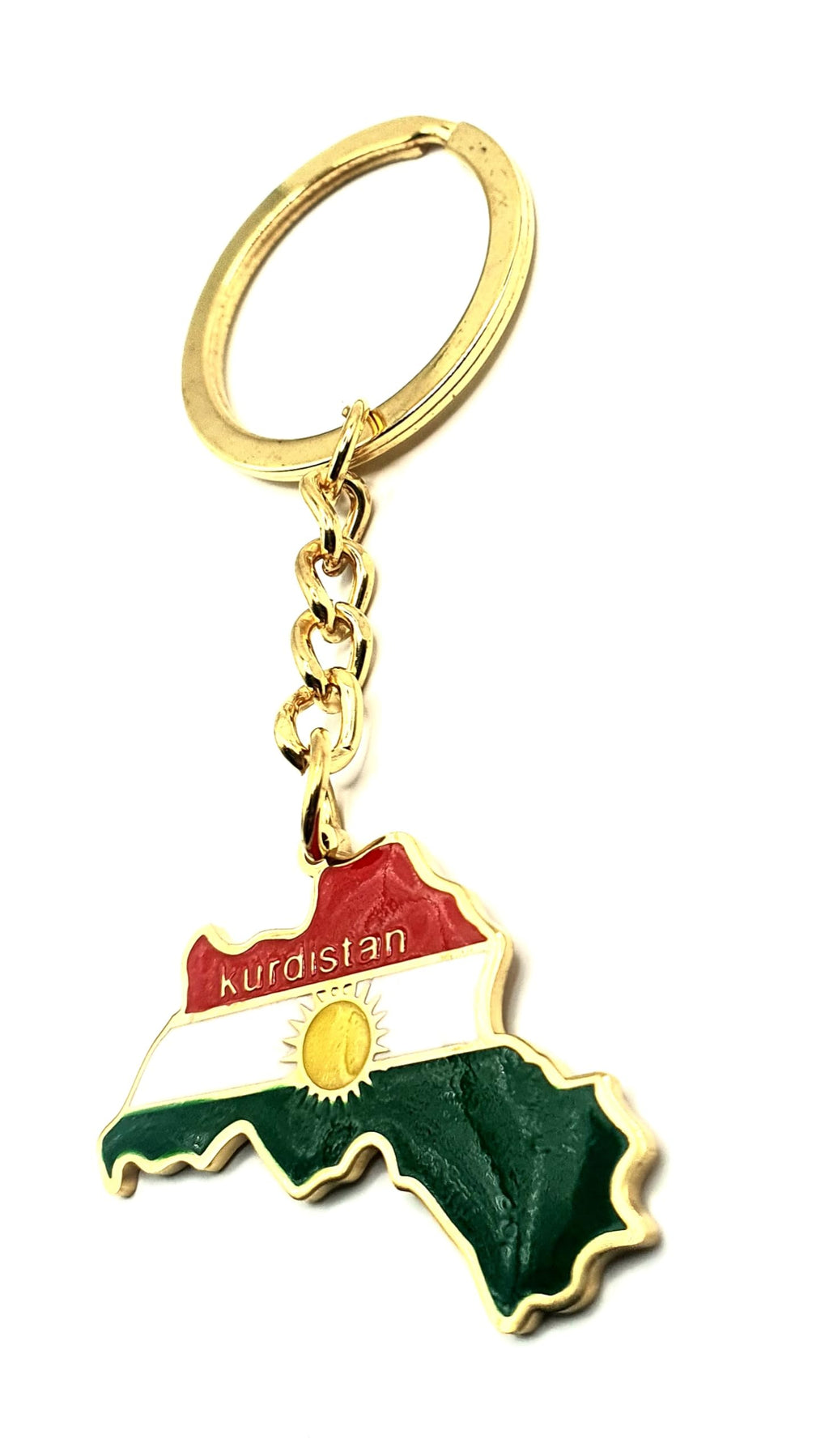 Kurdistan Kurds West Asia Middle East Gold Country Map Flag Key Ring Chain Metal Enamel Keyring