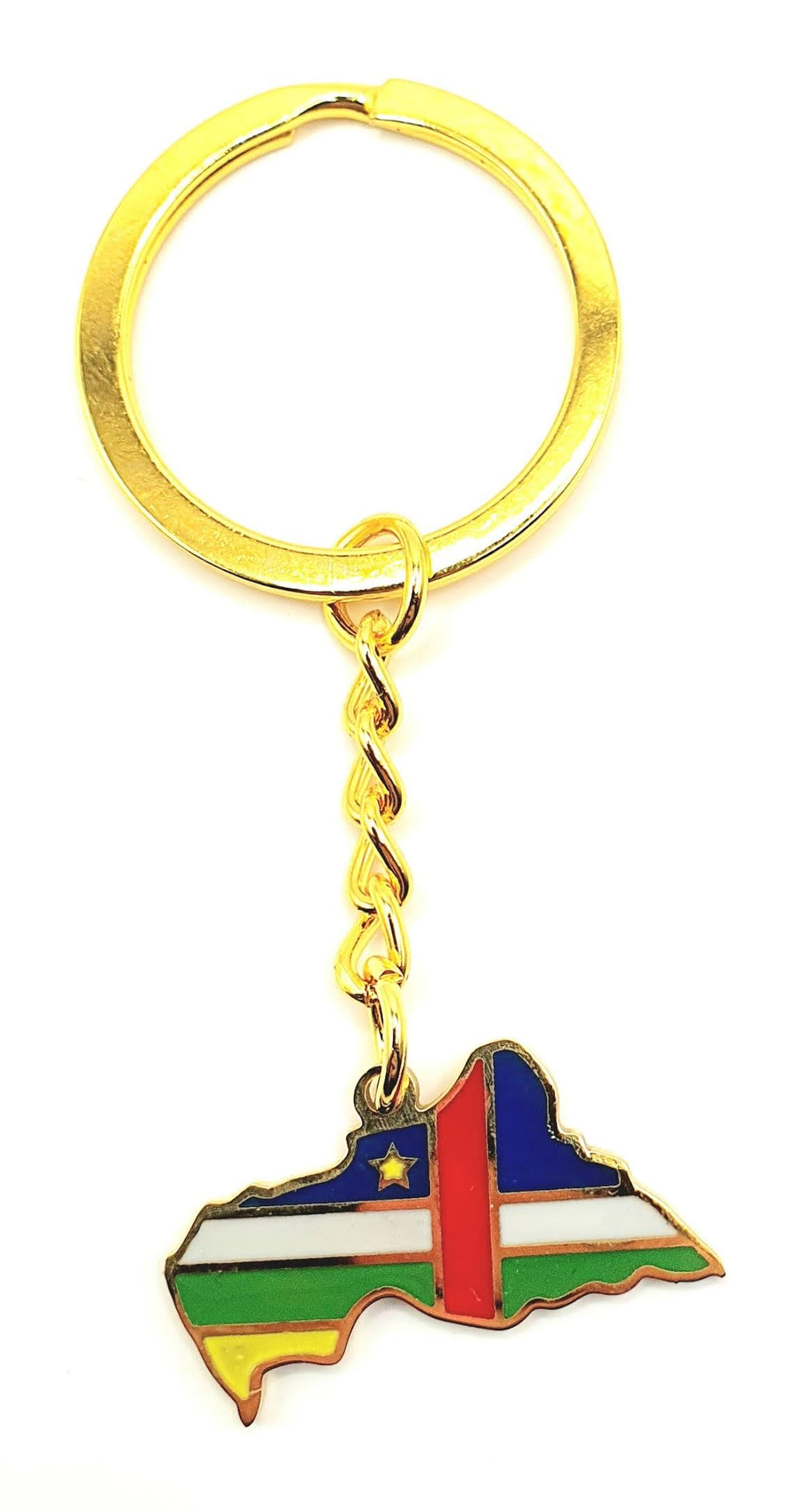 SNS Components Central African Republic Africa Gold Key Ring Chain Country Flag Metal Enamel Keyring