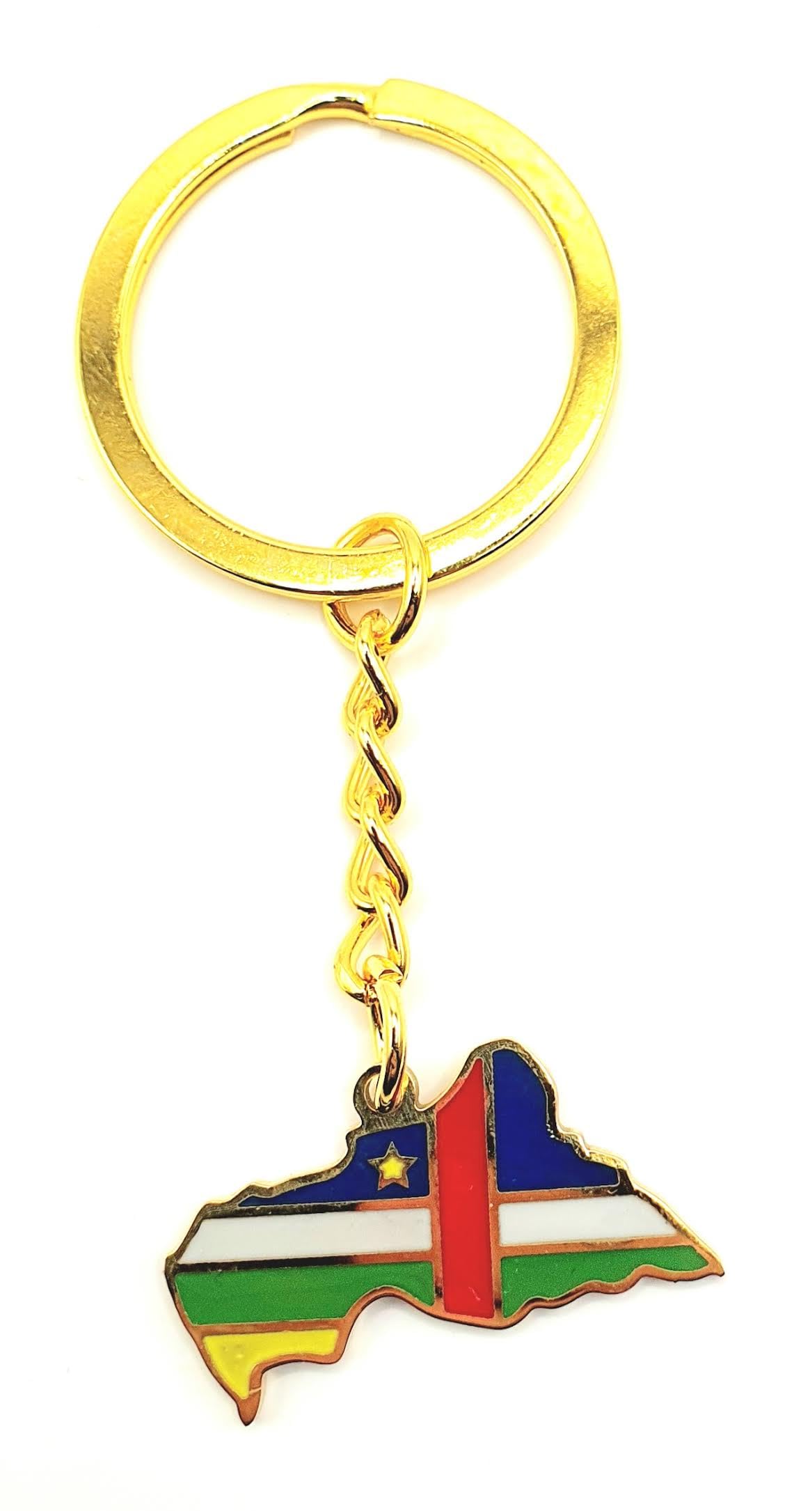 Central African Republic Africa Gold Key Ring Chain Country Flag Metal Enamel Keyring