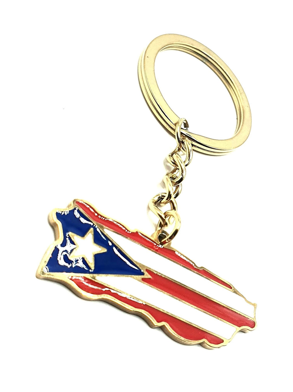 Puerto Rico Rican Caribbean Gold Country Flag Key Ring Metal Enamel Keyring