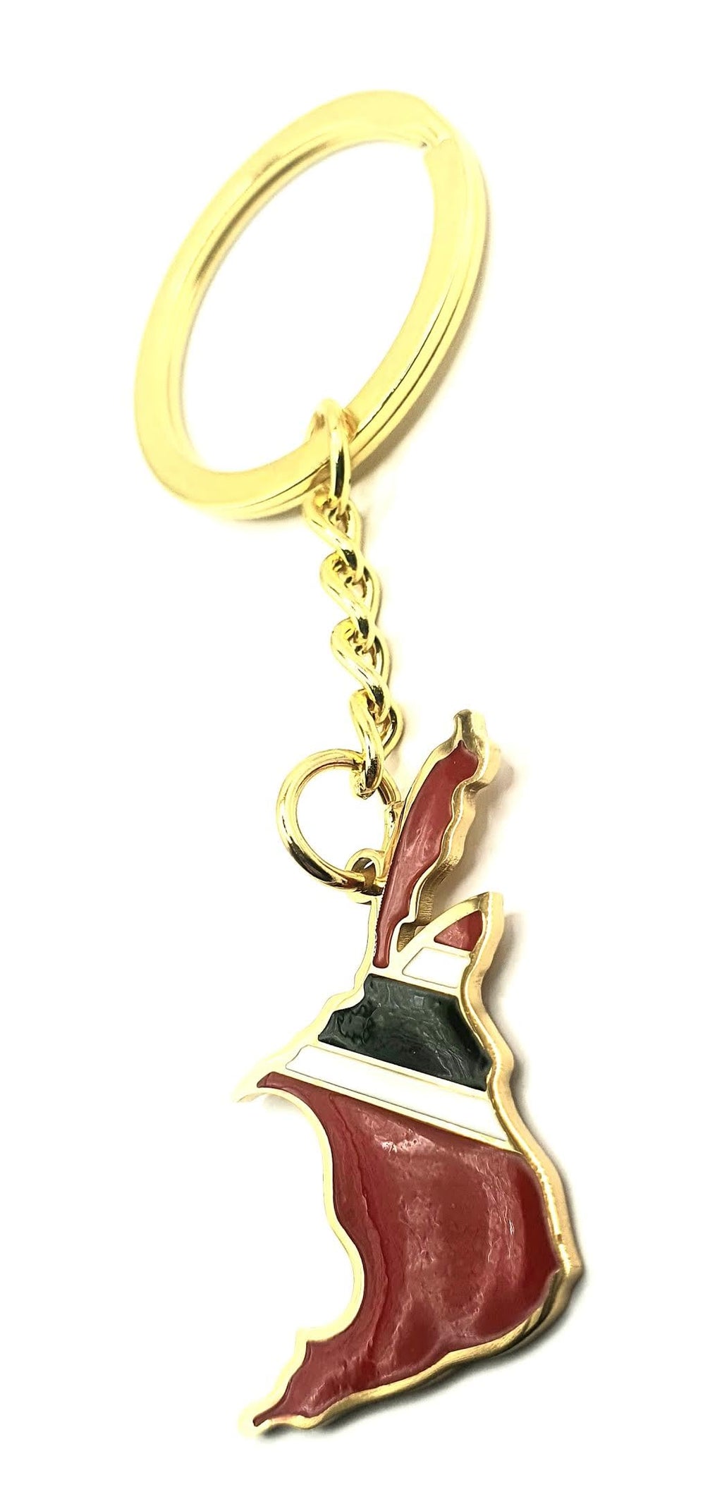 SNS Components Trinidad and Tobago Caribbean Gold Key Ring Chain Country Flag Metal Enamel Keyring